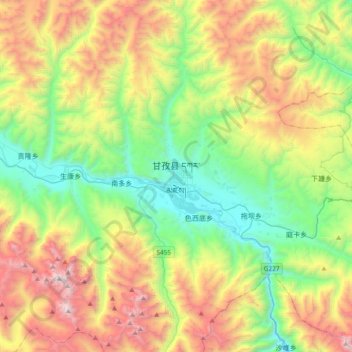 Carte topographique 甘孜县, altitude, relief
