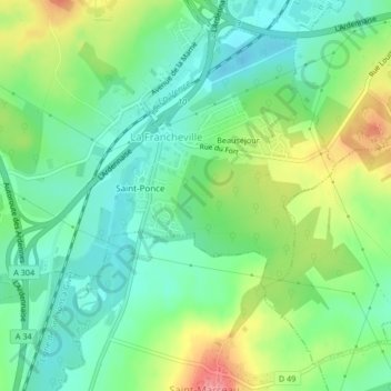 Carte topographique Bois Sanfort, altitude, relief