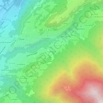 Carte topographique Le Chapelet, altitude, relief