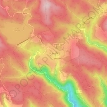 Carte topographique Les Batignès, altitude, relief