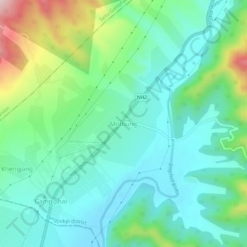 Carte topographique Motbung, altitude, relief