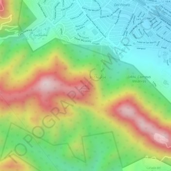 Carte topographique Cerro El Chupón, altitude, relief