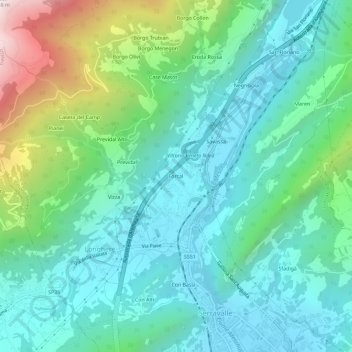 Carte topographique Forcal, altitude, relief
