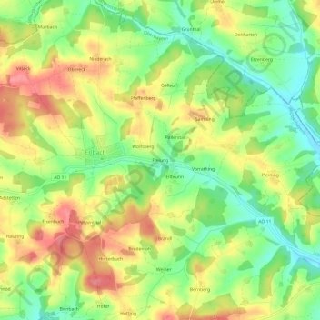 Carte topographique Freiung, altitude, relief