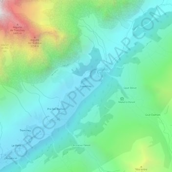 Carte topographique Lavachey, altitude, relief