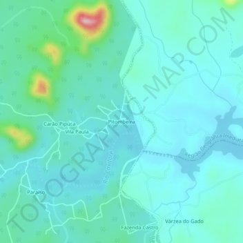 Carte topographique Pitombeira, altitude, relief