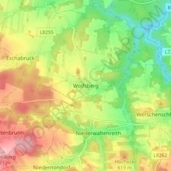 Carte topographique Wolfsberg, altitude, relief