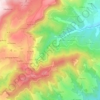 Carte topographique Les Écheries, altitude, relief