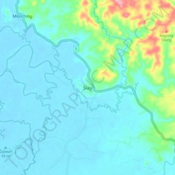 Carte topographique Siay, altitude, relief