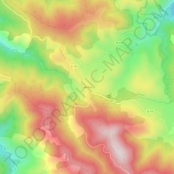 Carte topographique Cabrillac, altitude, relief