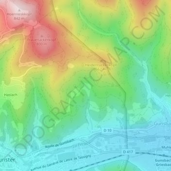 Carte topographique Kalbach-le-Haut, altitude, relief