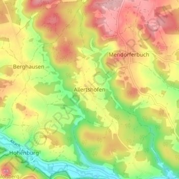Carte topographique Allertshofen, altitude, relief