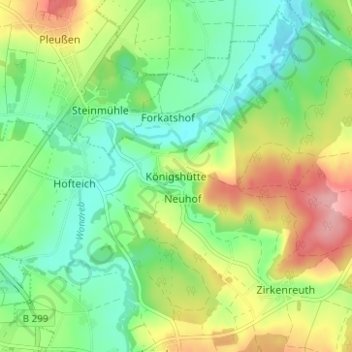 Carte topographique Königshütte, altitude, relief