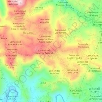 Carte topographique Comunidad La Loma, altitude, relief