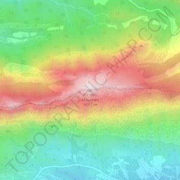 Carte topographique Pic des Mouches, altitude, relief