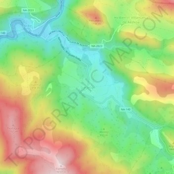 Carte topographique Garaioa, altitude, relief