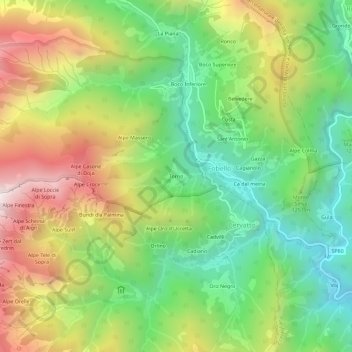 Carte topographique Torno, altitude, relief