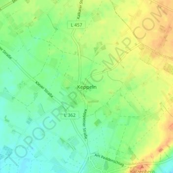 Carte topographique Keppeln, altitude, relief