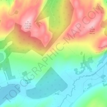 Carte topographique Highlands, altitude, relief