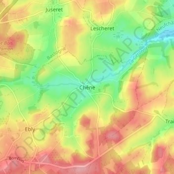 Carte topographique Chêne, altitude, relief