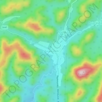 Carte topographique Maredumilli, altitude, relief