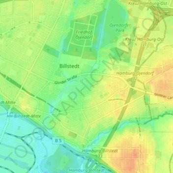 Carte topographique Öjendorf, altitude, relief