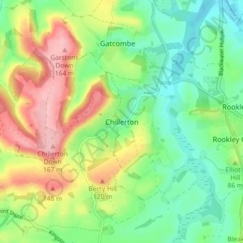 Carte topographique Chillerton, altitude, relief