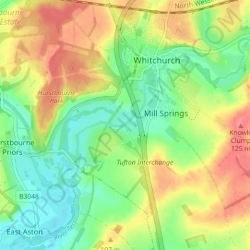 Carte topographique Tufton, altitude, relief