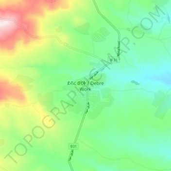 Carte topographique ደብረ ወርቅ / Debre Work, altitude, relief