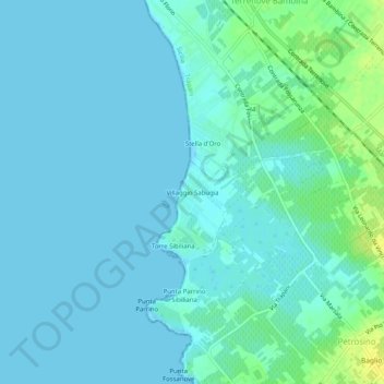Carte topographique Villaggio Sabugia, altitude, relief