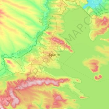 Carte topographique Bratsk, altitude, relief