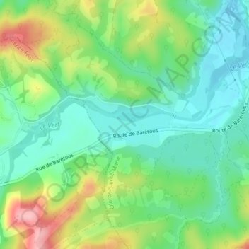 Carte topographique Berneix, altitude, relief