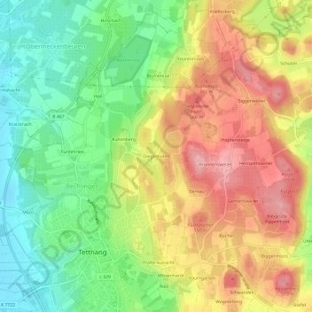 Carte topographique Dieglishofen, altitude, relief