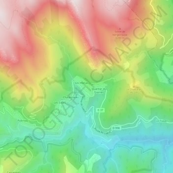 Carte topographique Peyre Fiche, altitude, relief