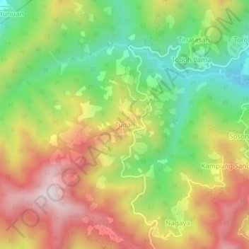 Carte topographique Tudan, altitude, relief