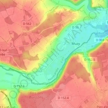 Carte topographique Le Viel Estrée, altitude, relief