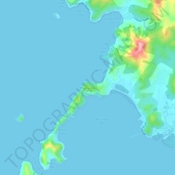 Carte topographique Wyuna Bay, altitude, relief