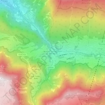Carte topographique Runcadic - Runggaditsch - Roncadizza, altitude, relief