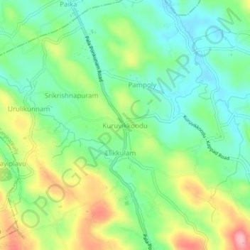 Carte topographique Kuruvikkoodu, altitude, relief