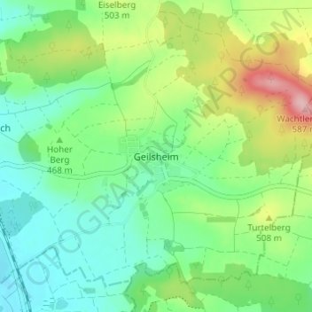 Carte topographique Geilsheim, altitude, relief