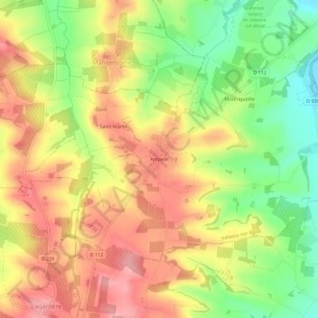 Carte topographique Ampeils, altitude, relief