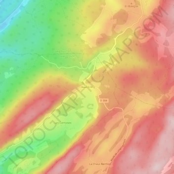 Carte topographique Haut-Crêt, altitude, relief