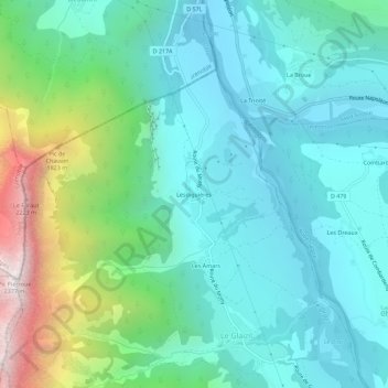 Carte topographique Lesdiguières, altitude, relief