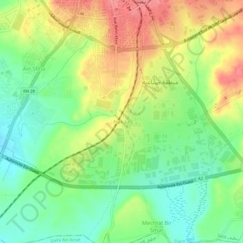 Carte topographique Nekaa, altitude, relief