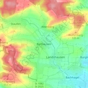 Carte topographique Ballhausen, altitude, relief