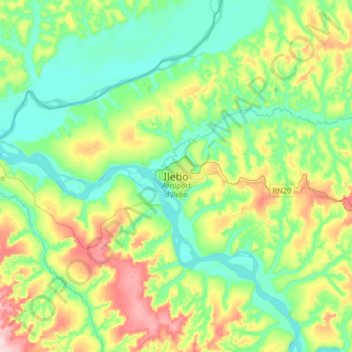 Carte topographique Ilebo, altitude, relief