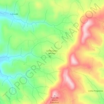 Carte topographique Linha Santo Antonio, altitude, relief