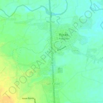 Carte topographique Bantug, altitude, relief