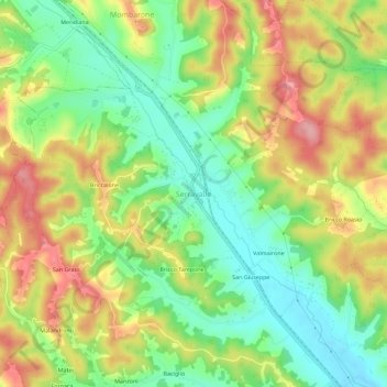 Carte topographique Serravalle, altitude, relief