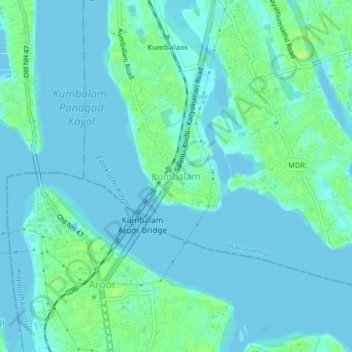 Carte topographique Kumbalam, altitude, relief